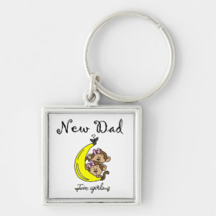 Twin Girls New Dad Gifts Keychain