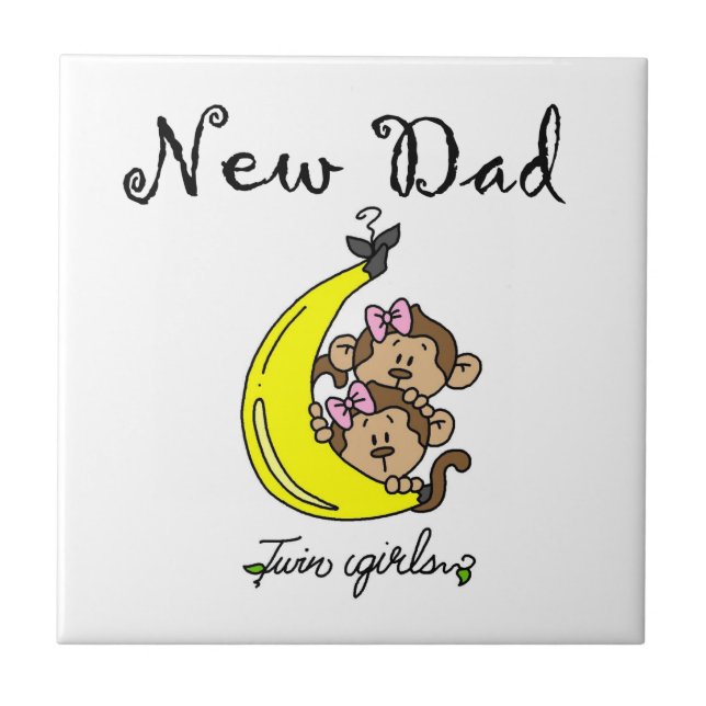 Twin Girls New Dad Gifts Tile (Front)