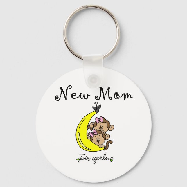 Twin Girls New Mom T-shirts and Gifts Keychain (Front)