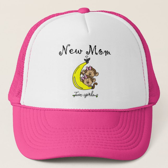 Twin Girls New Mom T-shirts and Gifts Trucker Hat (Front)