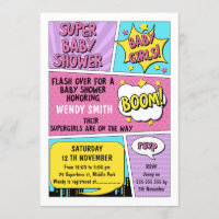 Twin Girls Superhero Baby Shower Invitation