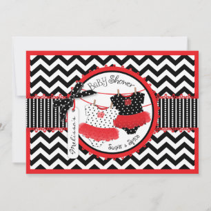 Twin Girls Tutus Chevron Print Baby Shower Invitation