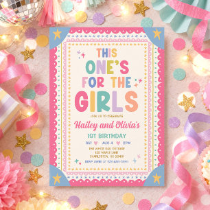 Twin Girls Whimsical Birthday Joint Sibling Party Invitation