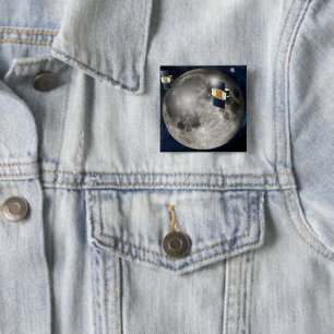 Twin Grail Spacecraft Orbiting The Moon. 2 Inch Square Button