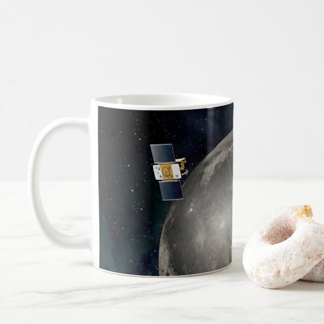 Twin Grail Spacecraft Orbiting The Moon. Coffee Mug (With Donut)