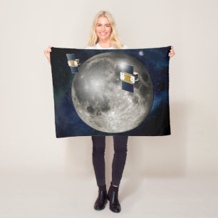 Twin Grail Spacecraft Orbiting The Moon. Fleece Blanket