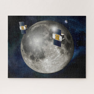 Twin Grail Spacecraft Orbiting The Moon. Jigsaw Puzzle