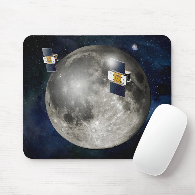 Twin Grail Spacecraft Orbiting The Moon. Mouse Pad (With Mouse)