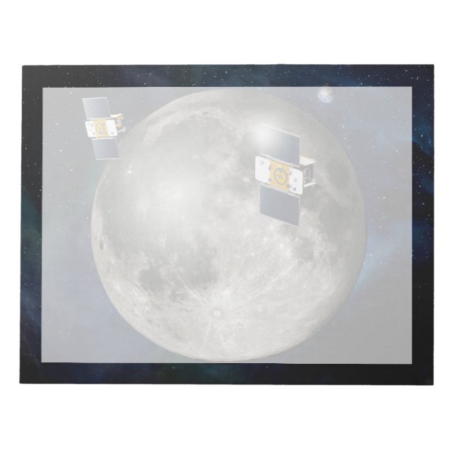 Twin Grail Spacecraft Orbiting The Moon. Notepad (Front)