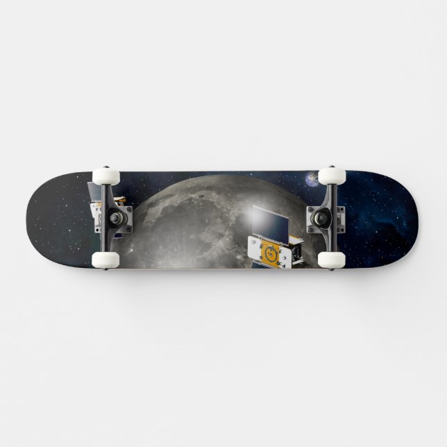 Twin Grail Spacecraft Orbiting The Moon. Skateboard (Horz)