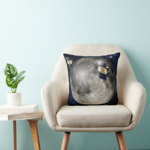 Twin Grail Spacecraft Orbiting The Moon. Throw Pillow
