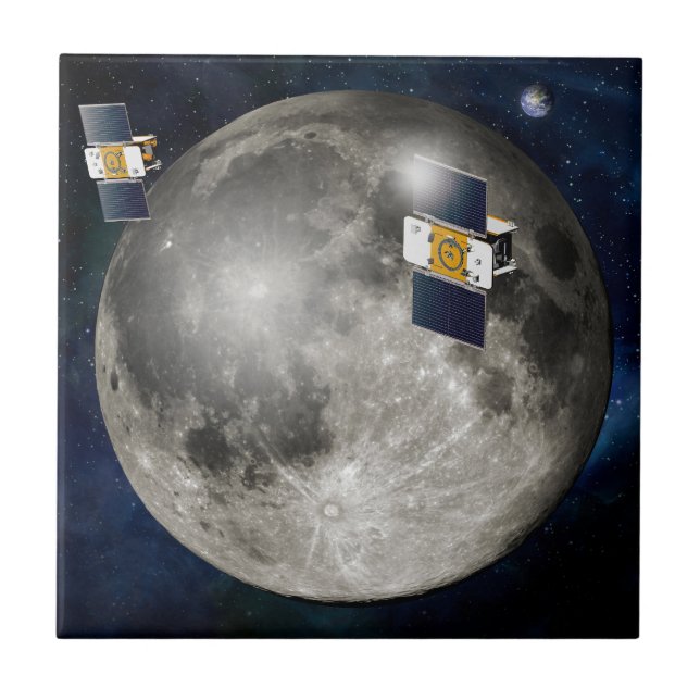 Twin Grail Spacecraft Orbiting The Moon. Tile (Front)