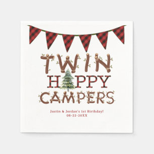 Twin Happy Campers Forest Woodland Birthday Party Napkin