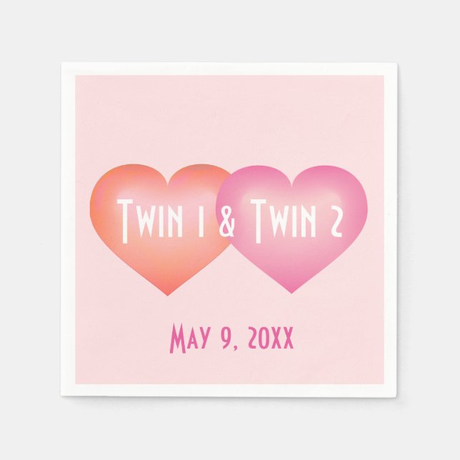 Twin hearts baby girl napkin (Front)