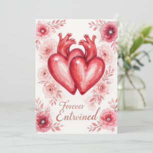 Twin Hearts Forever Enchanted Floral Print Thank You Card