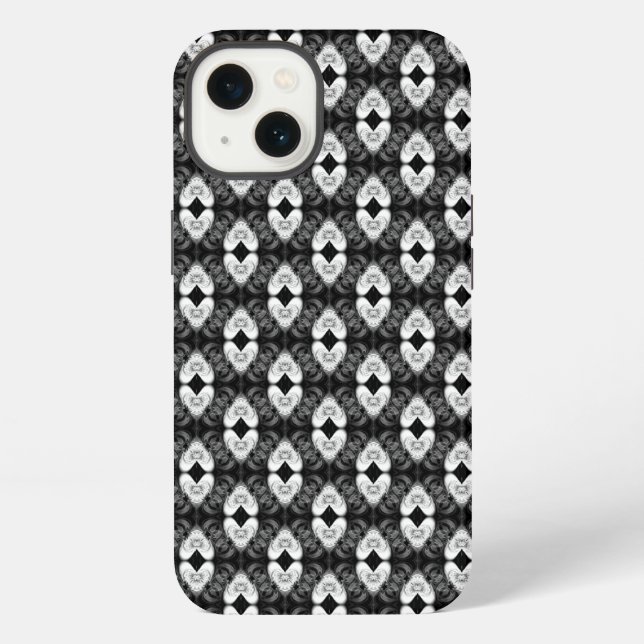 Twin Hearts on Black Pattern  iPhone Case (Back)