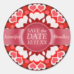 Twin Hearts Save the Date Classic Round Sticker