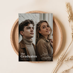 Twin Joint Double Graduate Photo Graduation Party Invitation
