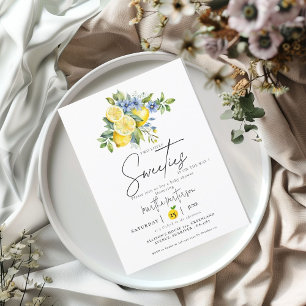 Twin Lemon  Blue Citrus Fruit Summer Baby Shower Invitation