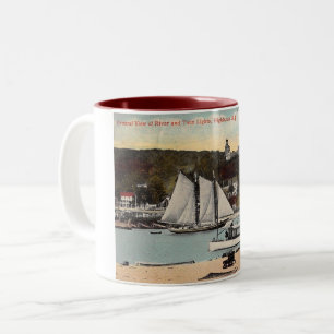 Twin Lights, Highlands, NJ Vintage Postcard Magnet Two-Tone Coffee Mug