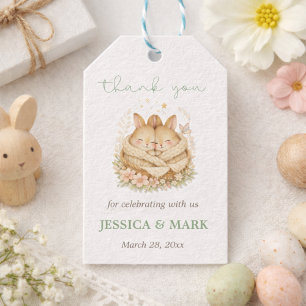 Twin Little Bunnies Baby Shower Thank You Gift Tags
