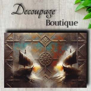 Twin Longships Metalwork Decoupage Tissue Paper