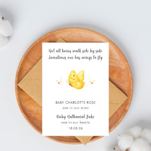 Twin Loss Sunset Baby Butterfly Remembrance Card