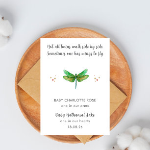 Twin Loss Sunset Baby Dragonfly Remembrance Card