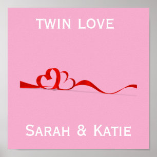 Twin Love Nursery Personalized Poster