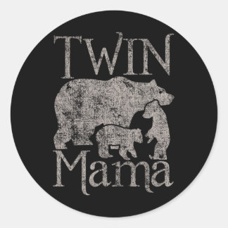 Twin Mama Mom Distressed Mothers Day  Classic Round Sticker