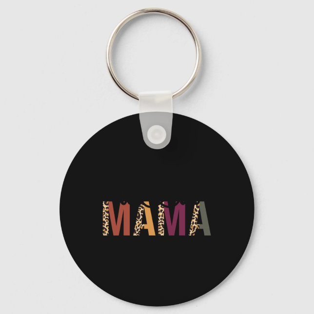 Twin Mama Mothers Day Squared Mommy Leopard New Mo Keychain (Front)