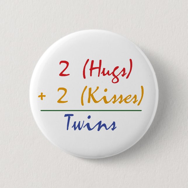 Twin Math 2 Inch Round Button (Front)