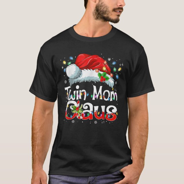 Twin Mom Claus Christmas Pajama Family Matching Xm T-Shirt (Front)