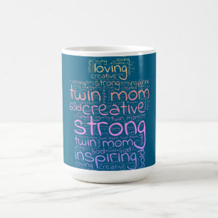Twin Mom Gift Shaped Word Cloud Coffee Mug