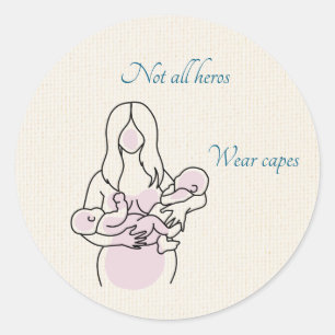 Twin Mom Superhero Classic Round Sticker