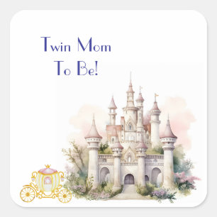 Twin Mom to Be Castle Square Sticker