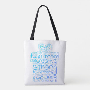 Twin Mom Word Cloud Tote Bag