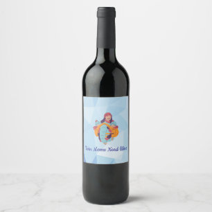 Twin Moms with Twins Wine Label