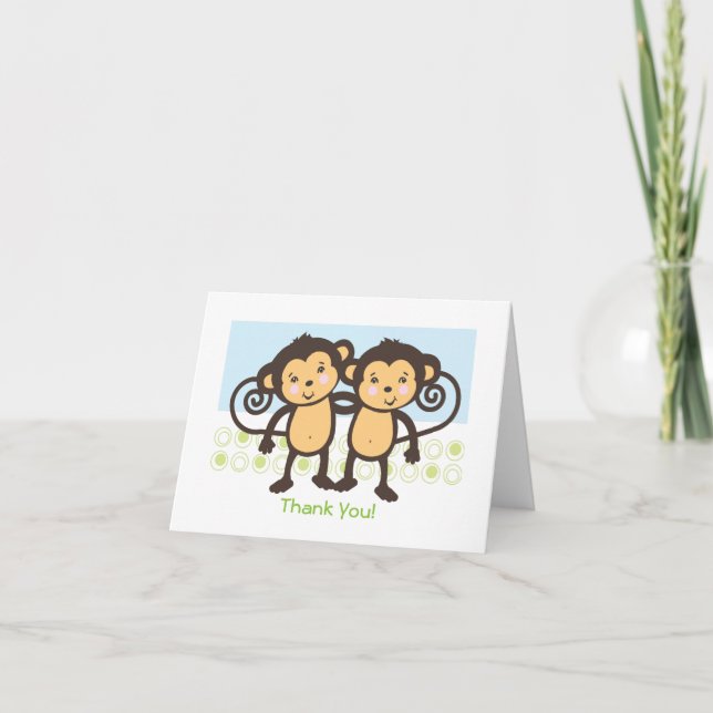 Twin Monkeys Carte de remerciements (Devant)