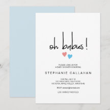 Twin Oh Babies Baby Shower Blue & Pink Hearts