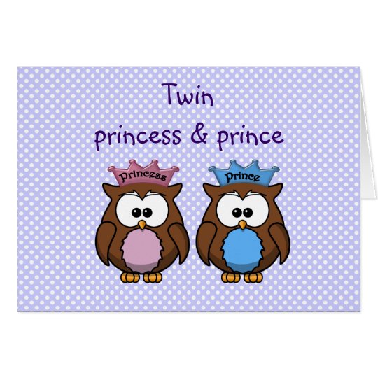 twin owl princess & prince card