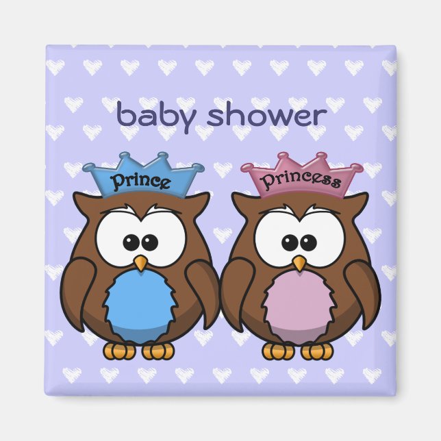 twin owl princess & prince magnet (Front)