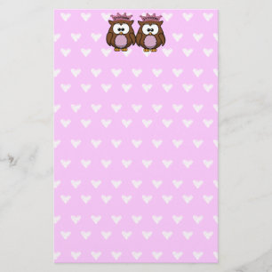 twin owl princesses stationery