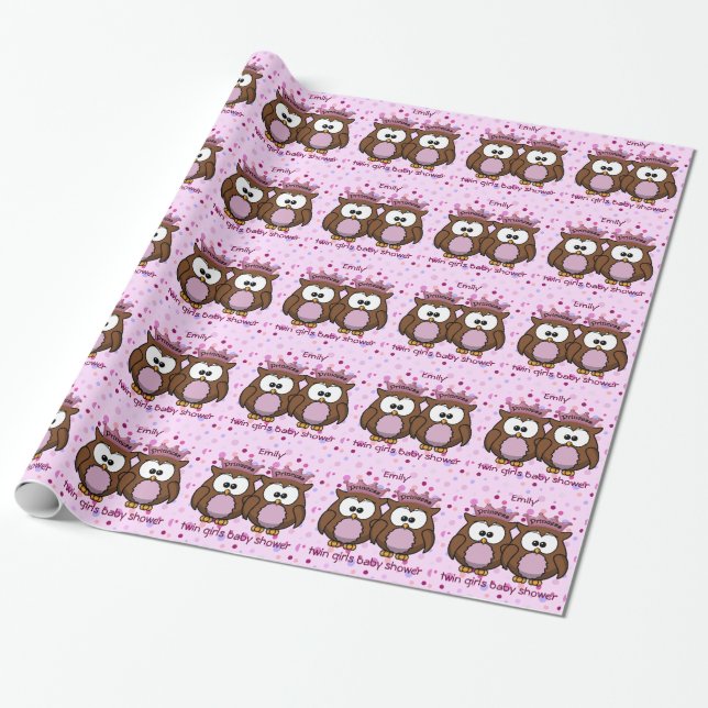 twin owl princesses wrapping paper (Unrolled)
