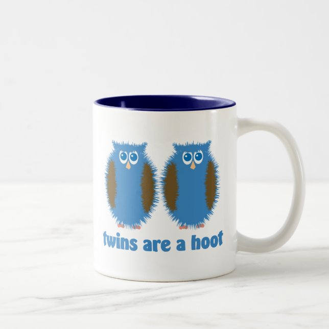 Twin Owls Blue Two-Tone Coffee Mug (Right)