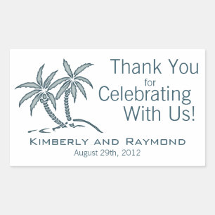 Twin Palm Trees Blue Tropical Sticker