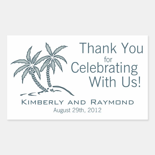 Twin Palm Trees Blue Tropical Sticker (Front)