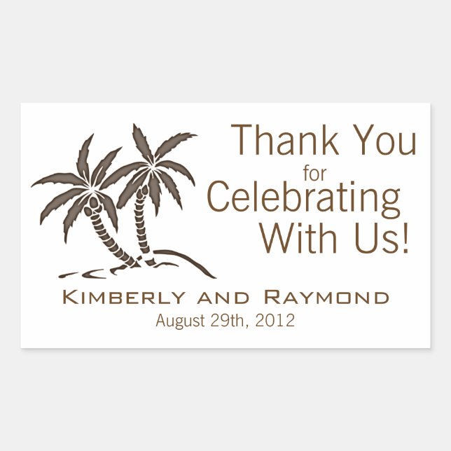 Twin Palm Trees Brown Tropical Sticker (Front)