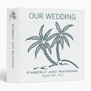 Twin Palm Trees Tropical Blue Our Wedding Binder