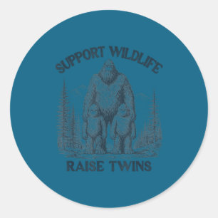 Twin parent mom dad of twins support wildlife classic round sticker